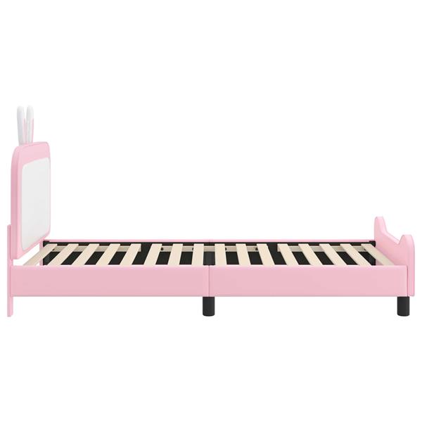 Grote foto vidaxl bedframe voor kinderen met hoofdbord roze 90 x 190 cm pu antiek en kunst stoelen en banken