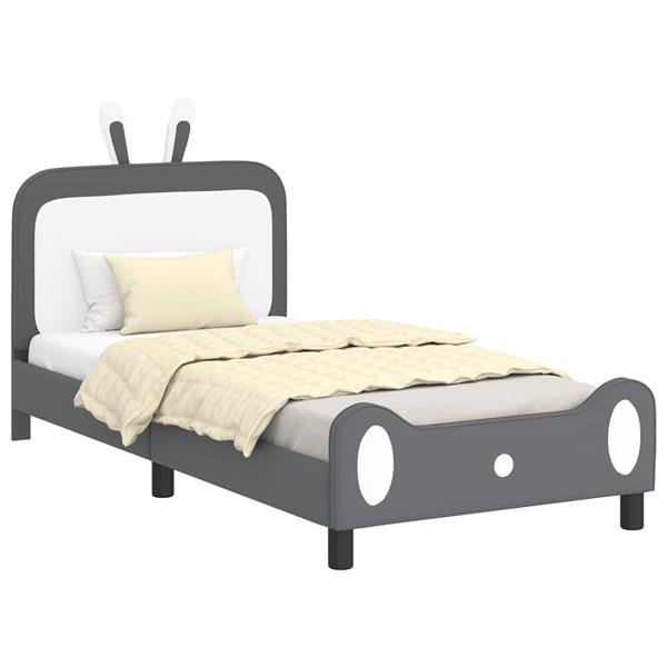 Grote foto vidaxl bedframe voor kinderen met hoofdbord lichtgrijs 80 x 200 cm pu antiek en kunst stoelen en banken