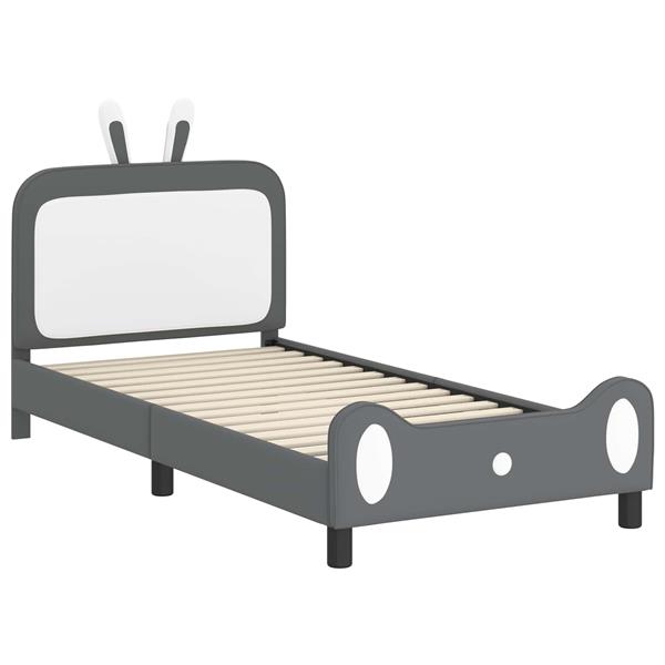Grote foto vidaxl bedframe voor kinderen met hoofdbord lichtgrijs 80 x 200 cm pu antiek en kunst stoelen en banken