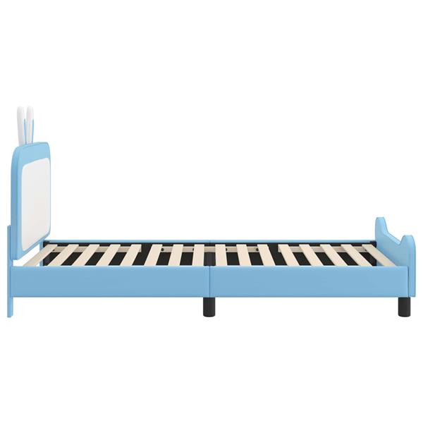 Grote foto vidaxl bedframe voor kinderen met hoofdbord blauw 80 x 200 cm pu antiek en kunst stoelen en banken