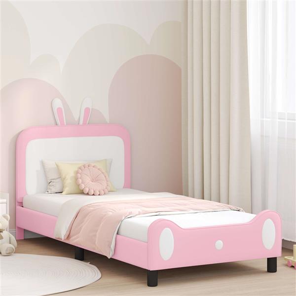 Grote foto vidaxl bedframe voor kinderen met hoofdbord roze 80 x 200 cm pu antiek en kunst stoelen en banken