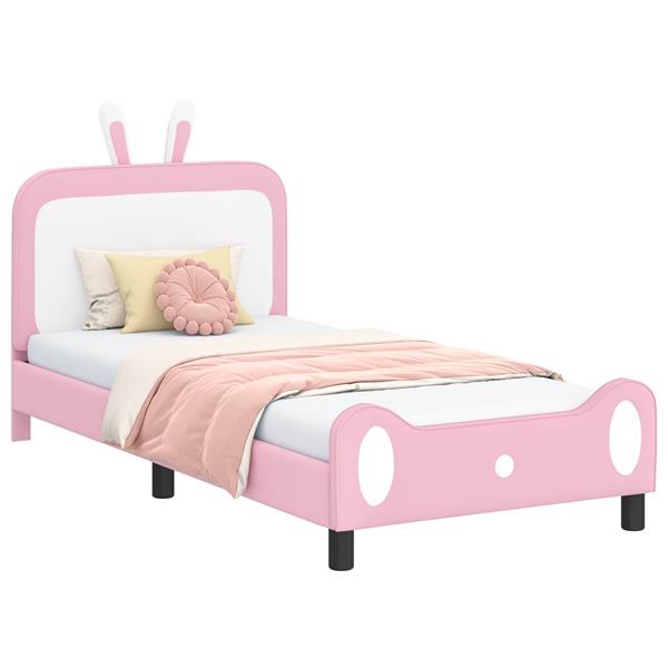 Grote foto vidaxl bedframe voor kinderen met hoofdbord roze 80 x 200 cm pu antiek en kunst stoelen en banken