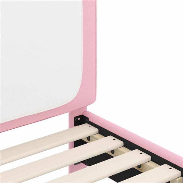 Grote foto vidaxl bedframe voor kinderen met hoofdbord roze 80 x 200 cm pu antiek en kunst stoelen en banken