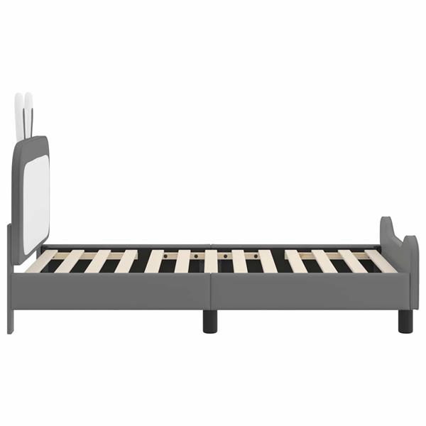Grote foto vidaxl bedframe voor kinderen met hoofdbord lichtgrijs 80 x 160 cm pu antiek en kunst stoelen en banken