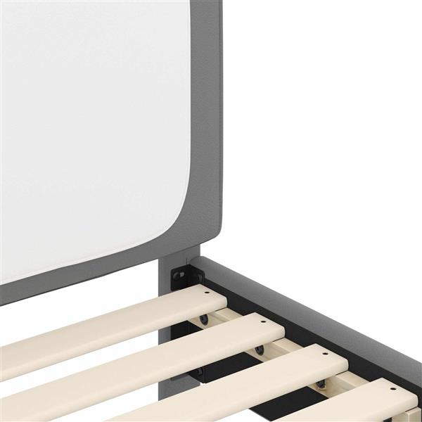 Grote foto vidaxl bedframe voor kinderen met hoofdbord lichtgrijs 80 x 160 cm pu antiek en kunst stoelen en banken