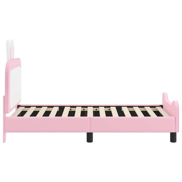 Grote foto vidaxl bedframe voor kinderen met hoofdbord roze 80 x 160 cm pu antiek en kunst stoelen en banken