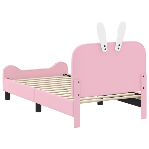 Grote foto vidaxl bedframe voor kinderen met hoofdbord roze 80 x 160 cm pu antiek en kunst stoelen en banken
