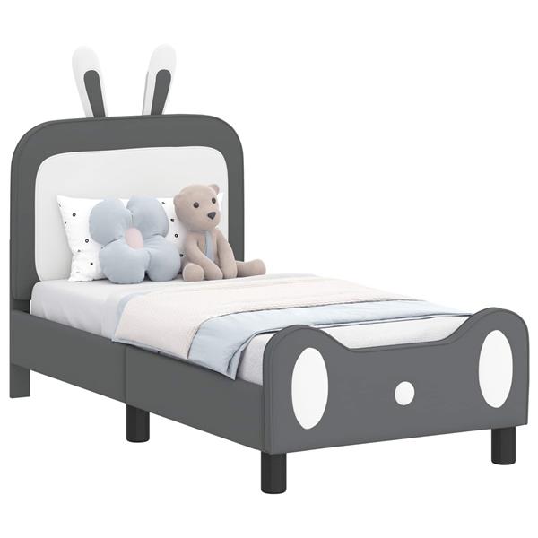 Grote foto vidaxl peuterbedframe met hoofdbord lichtgrijs 70 x 140 cm pu antiek en kunst stoelen en banken