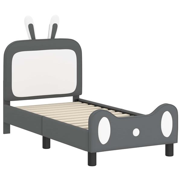 Grote foto vidaxl peuterbedframe met hoofdbord lichtgrijs 70 x 140 cm pu antiek en kunst stoelen en banken