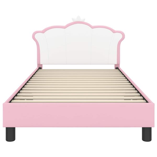 Grote foto vidaxl bedframe voor kinderen met hoofdbord roze 90 x 200 cm pu antiek en kunst stoelen en banken