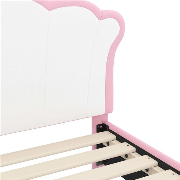 Grote foto vidaxl bedframe voor kinderen met hoofdbord roze 80 x 200 cm pu antiek en kunst stoelen en banken