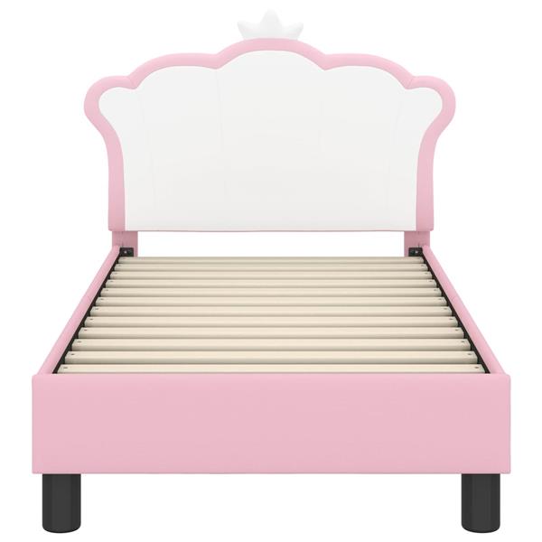 Grote foto vidaxl peuterbedframe met hoofdbord met hoofdeinde roze 70 x 140 cm pu antiek en kunst stoelen en banken