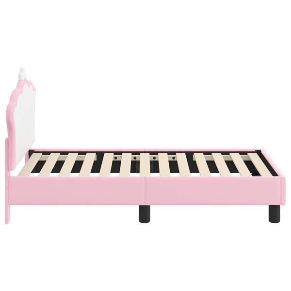 Grote foto vidaxl peuterbedframe met hoofdbord met hoofdeinde roze 70 x 140 cm pu antiek en kunst stoelen en banken