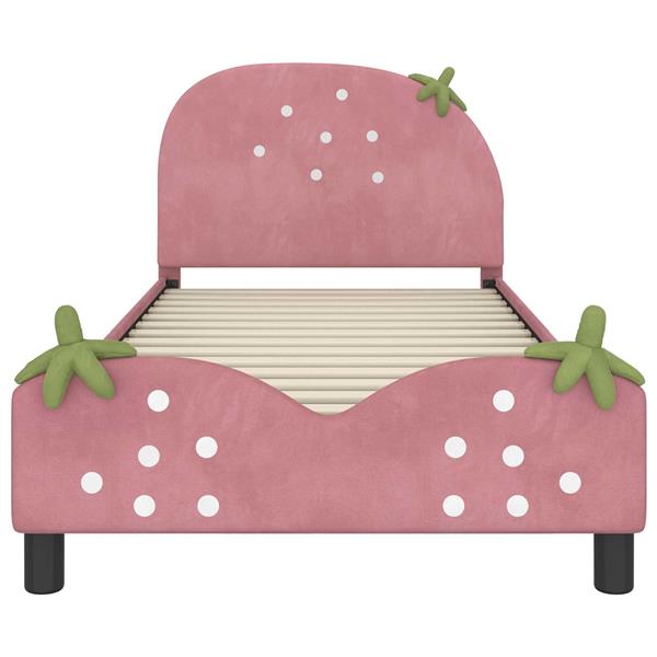 Grote foto vidaxl bedframe voor kinderen met hoofdbord roze 90 x 190 cm fluweel antiek en kunst stoelen en banken