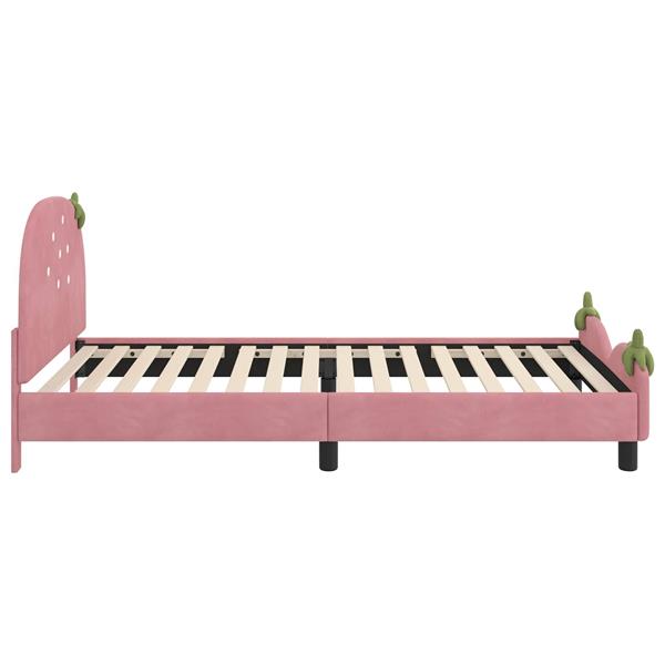 Grote foto vidaxl bedframe voor kinderen met hoofdbord roze 90 x 190 cm fluweel antiek en kunst stoelen en banken