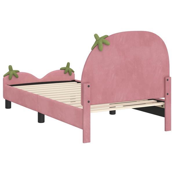 Grote foto vidaxl bedframe voor kinderen met hoofdbord roze 80 x 160 cm fluweel antiek en kunst stoelen en banken