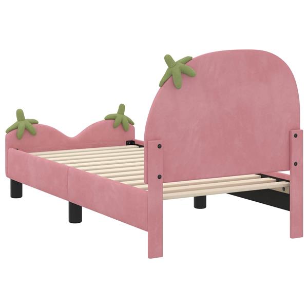 Grote foto vidaxl peuterbedframe met hoofdbord roze 70 x 140 cm fluweel antiek en kunst stoelen en banken