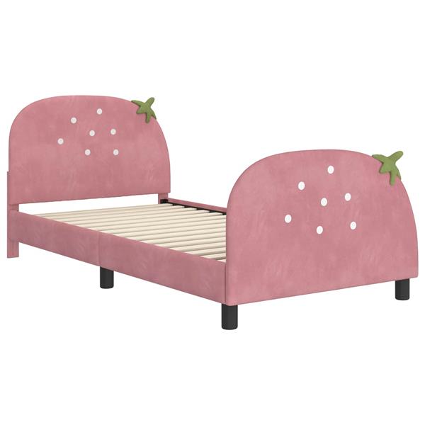 Grote foto vidaxl bedframe voor kinderen met hoofdbord roze 90 x 200 cm fluweel antiek en kunst stoelen en banken