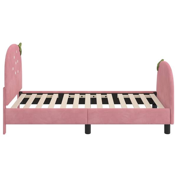 Grote foto vidaxl bedframe voor kinderen met hoofdbord roze 80 x 160 cm fluweel antiek en kunst stoelen en banken