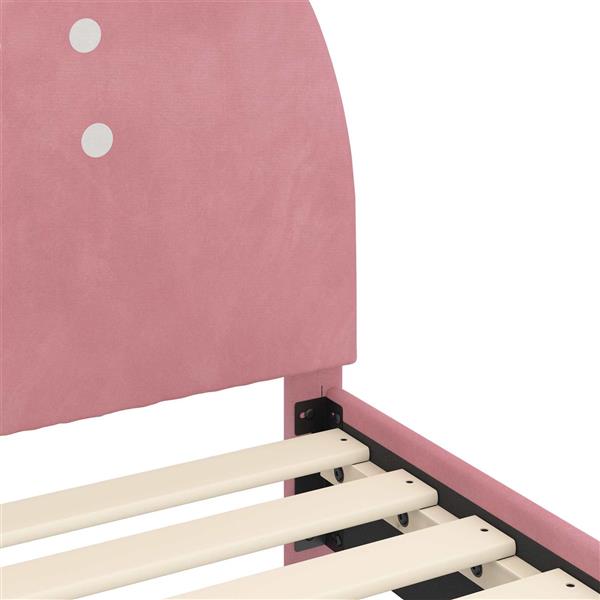 Grote foto vidaxl peuterbedframe met hoofdbord roze 70 x 140 cm fluweel antiek en kunst stoelen en banken