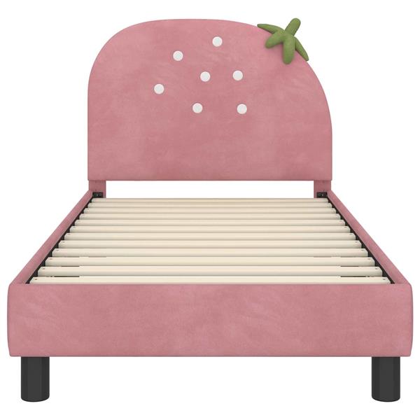 Grote foto vidaxl bedframe voor kinderen met hoofdbord roze 80 x 160 cm fluweel antiek en kunst stoelen en banken