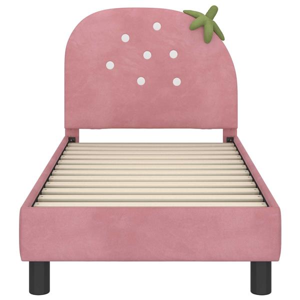 Grote foto vidaxl peuterbedframe met hoofdbord roze 70 x 140 cm fluweel antiek en kunst stoelen en banken