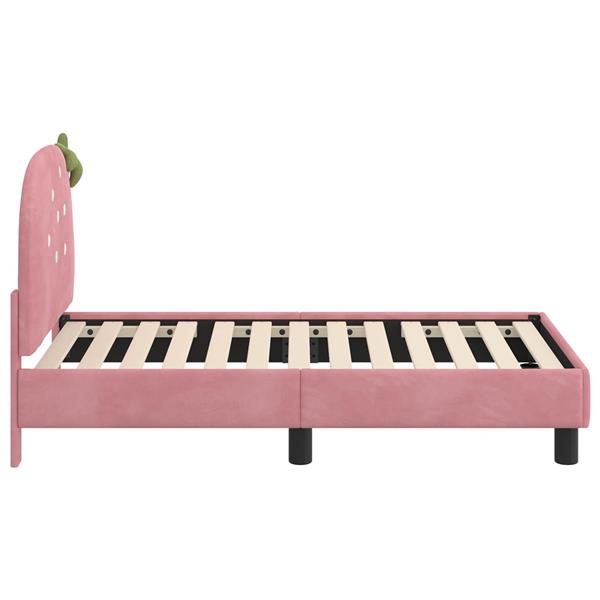 Grote foto vidaxl peuterbedframe met hoofdbord roze 70 x 140 cm fluweel antiek en kunst stoelen en banken