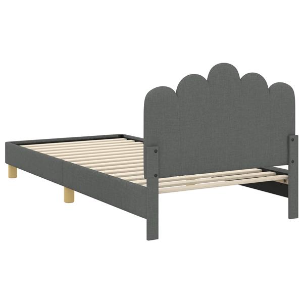 Grote foto vidaxl peuterbedframe met hoofdbord donkergrijs 90 x 200 cm stof antiek en kunst stoelen en banken