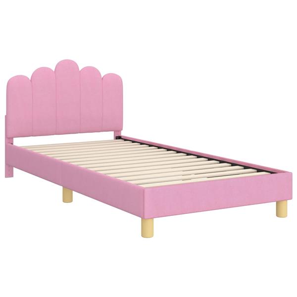 Grote foto vidaxl peuterbedframe met hoofdbord roze 90 x 190 cm stof antiek en kunst stoelen en banken