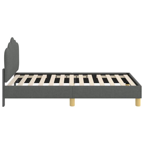 Grote foto vidaxl peuterbedframe met hoofdbord donkergrijs 80 x 160 cm stof antiek en kunst stoelen en banken