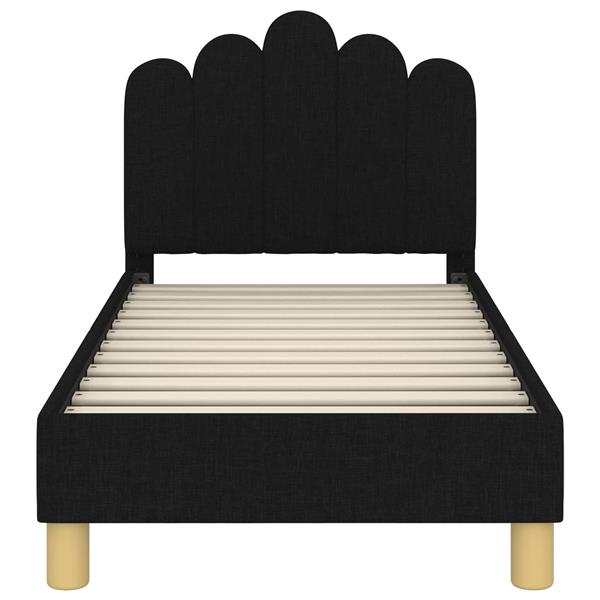 Grote foto vidaxl peuterbedframe met hoofdbord zwart 70 x 140 cm stof antiek en kunst stoelen en banken