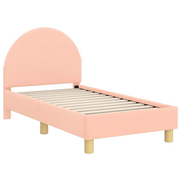 Grote foto vidaxl peuterbedframe met hoofdbord roze 70 x 140 cm schapenstof antiek en kunst stoelen en banken