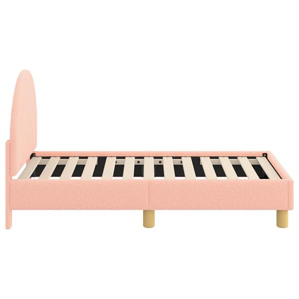 Grote foto vidaxl peuterbedframe met hoofdbord roze 70 x 140 cm schapenstof antiek en kunst stoelen en banken