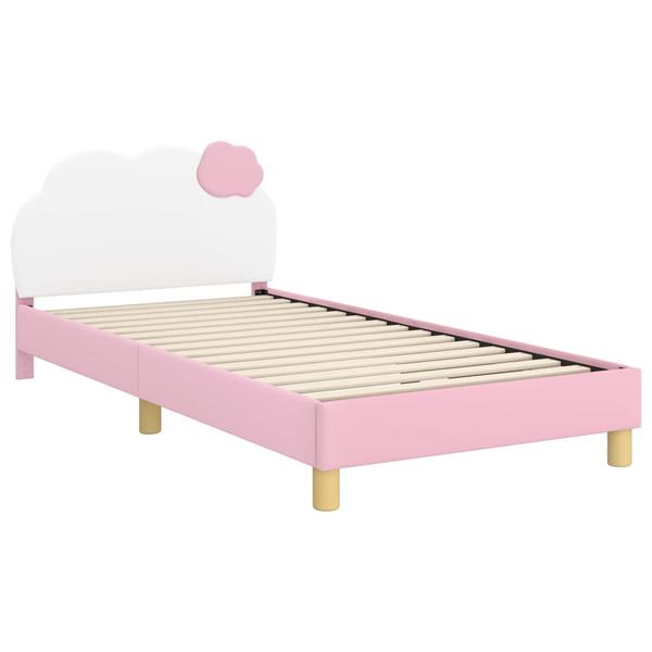 Grote foto vidaxl bedframe voor kinderen met hoofdbord roze 90 x 200 cm pu antiek en kunst stoelen en banken