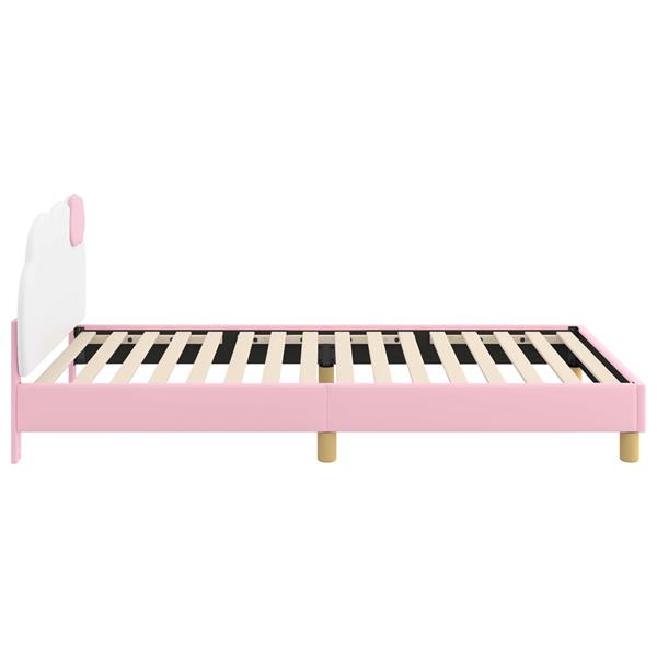 Grote foto vidaxl bedframe voor kinderen met hoofdbord roze 90 x 200 cm pu antiek en kunst stoelen en banken