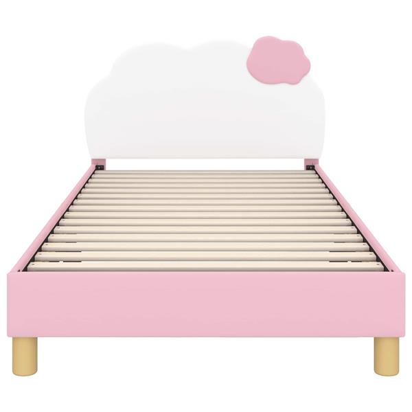 Grote foto vidaxl bedframe voor kinderen met hoofdbord roze 90 x 190 cm pu antiek en kunst stoelen en banken