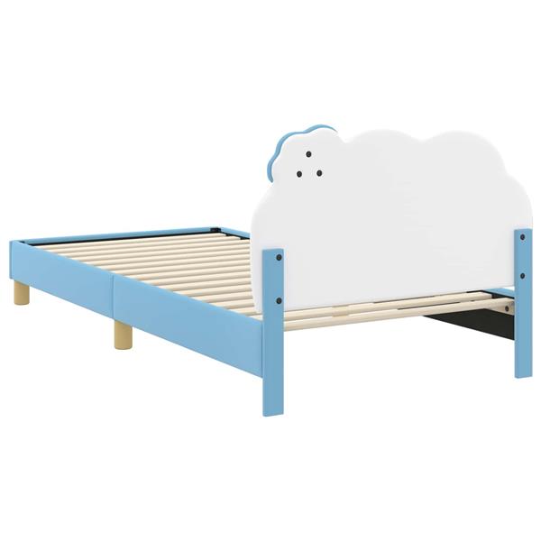 Grote foto vidaxl bedframe voor kinderen met hoofdbord blauw 80 x 200 cm pu antiek en kunst stoelen en banken