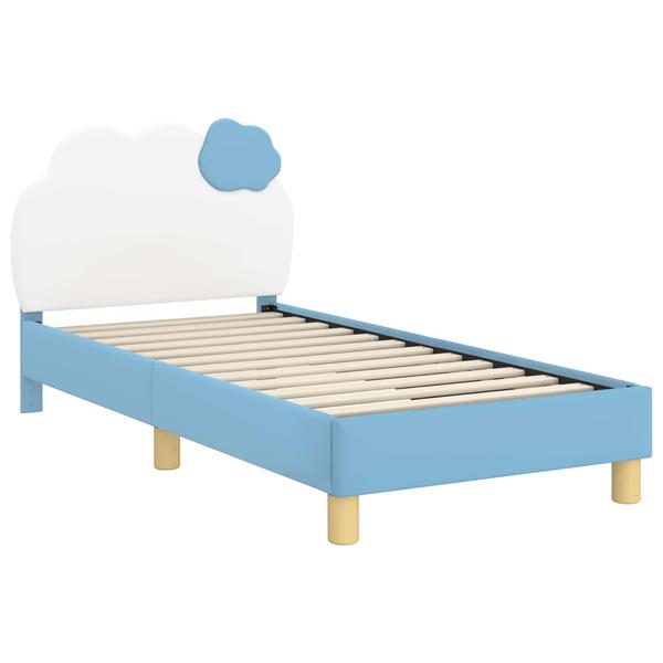 Grote foto vidaxl bedframe voor kinderen met hoofdbord blauw 80 x 160 cm pu antiek en kunst stoelen en banken