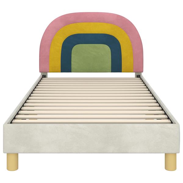 Grote foto vidaxl bedframe voor kinderen met hoofdbord cr me 90 x 190 cm fluweel antiek en kunst stoelen en banken