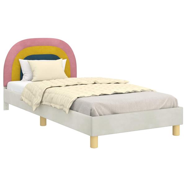 Grote foto vidaxl bedframe voor kinderen met hoofdbord cr me 80 x 200 cm fluweel antiek en kunst stoelen en banken