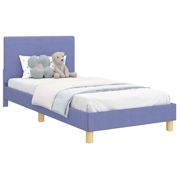 Grote foto vidaxl bedframe voor kinderen met hoofdbord jeans blauw 90 x 200 cm antiek en kunst stoelen en banken