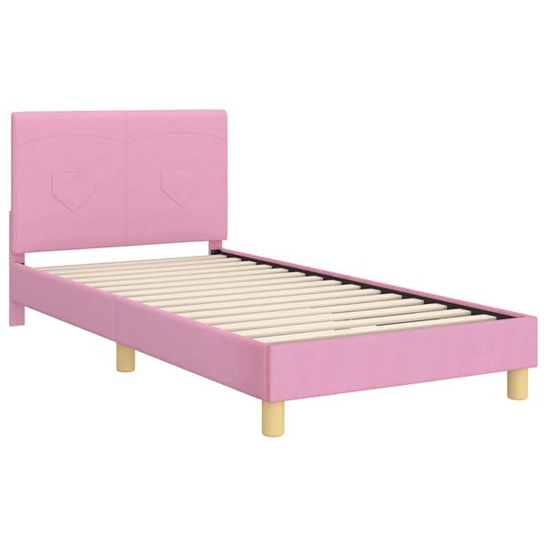 Grote foto vidaxl bedframe voor kinderen met hoofdbord roze 90 x 200 cm stof antiek en kunst stoelen en banken