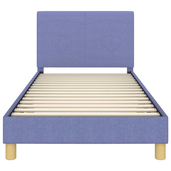 Grote foto vidaxl bedframe voor kinderen met hoofdbord jeans blauw 90 x 190 cm antiek en kunst stoelen en banken