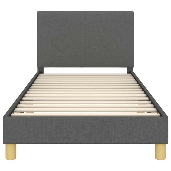 Grote foto vidaxl bedframe voor kinderen met hoofdbord donkergrijs 90 x 190 cm antiek en kunst stoelen en banken