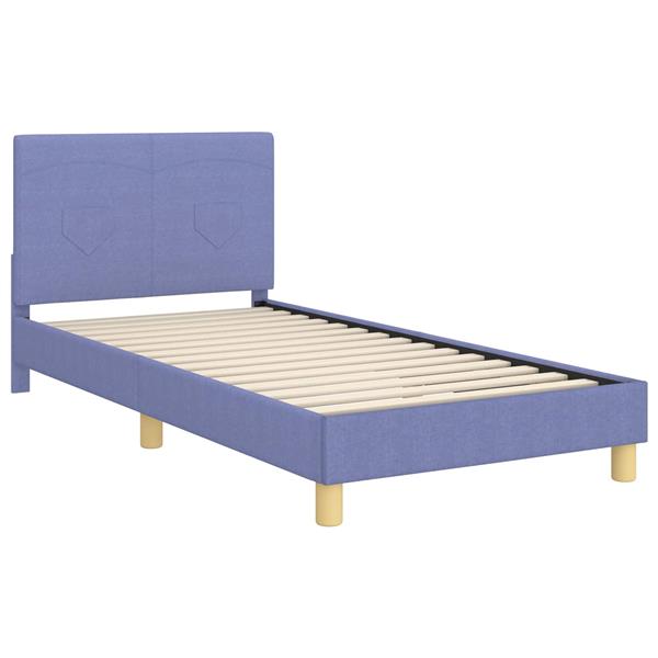 Grote foto vidaxl bedframe voor kinderen met hoofdbord jeans blauw 80 x 200 cm antiek en kunst stoelen en banken