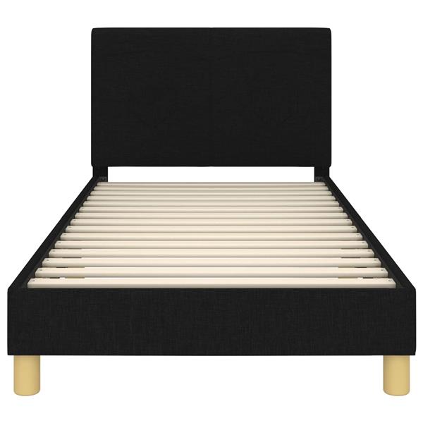 Grote foto vidaxl bedframe voor kinderen met hoofdbord zwart 80 x 200 cm stof antiek en kunst stoelen en banken