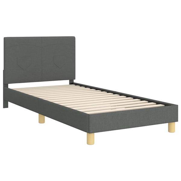 Grote foto vidaxl bedframe voor kinderen met hoofdbord donkergrijs 80 x 200 cm antiek en kunst stoelen en banken
