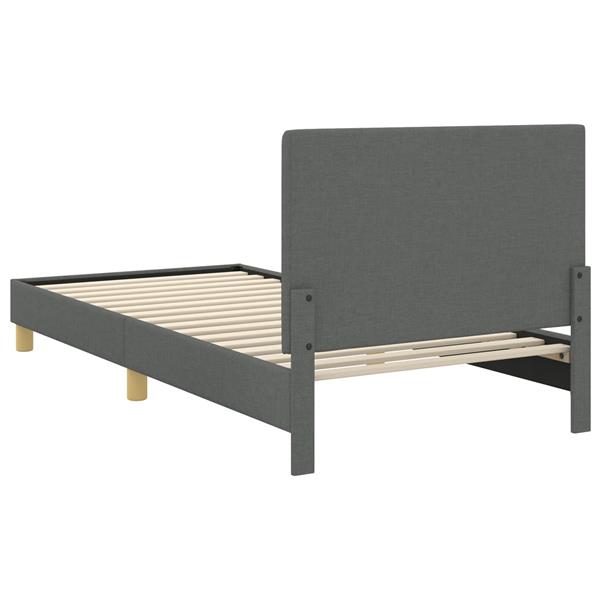 Grote foto vidaxl bedframe voor kinderen met hoofdbord donkergrijs 80 x 200 cm antiek en kunst stoelen en banken