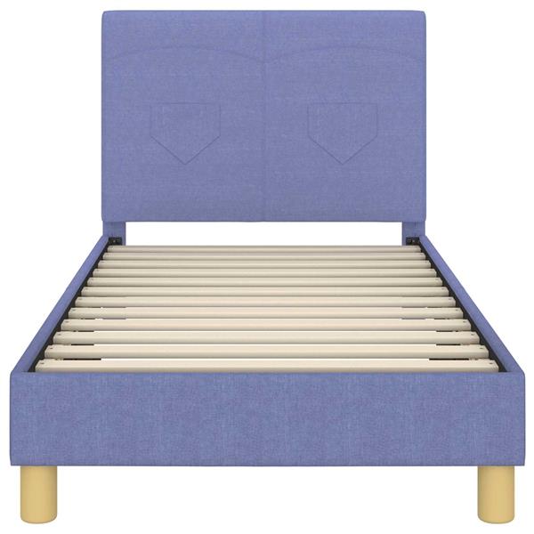 Grote foto vidaxl bedframe voor kinderen met hoofdbord jeans blauw 80 x 160 cm antiek en kunst stoelen en banken