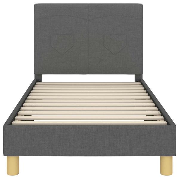 Grote foto vidaxl bedframe voor kinderen met hoofdbord donkergrijs 80 x 160 cm antiek en kunst stoelen en banken